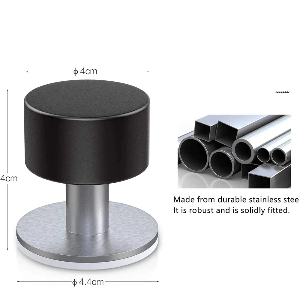 Tope de Puerta， Tope de Puerta Adhesivo montado en la Pared Tope de Puerta de Acero Inoxidable for Piso con Parachoques de amortiguación de Sonido