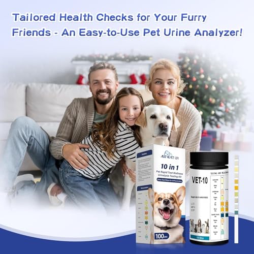 AlievePet Urintest für Katzen und Hunde 100 Stück Schnelltest zur Überprüfung von 10 Gesundheitswerten I Schnelltest für Haustiere I Tierurinanalyse I Tierärztlicher Test
