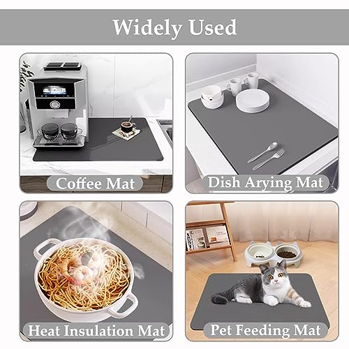 Image of ZVO Dish Drying Mat, Quick-Drying, Absorbent Underlay for Coffee Machine, Non-Slip Rubber Sole, Absorbent Drying Mat for Kitchen, Pets, Sink, 40 x 50 cm