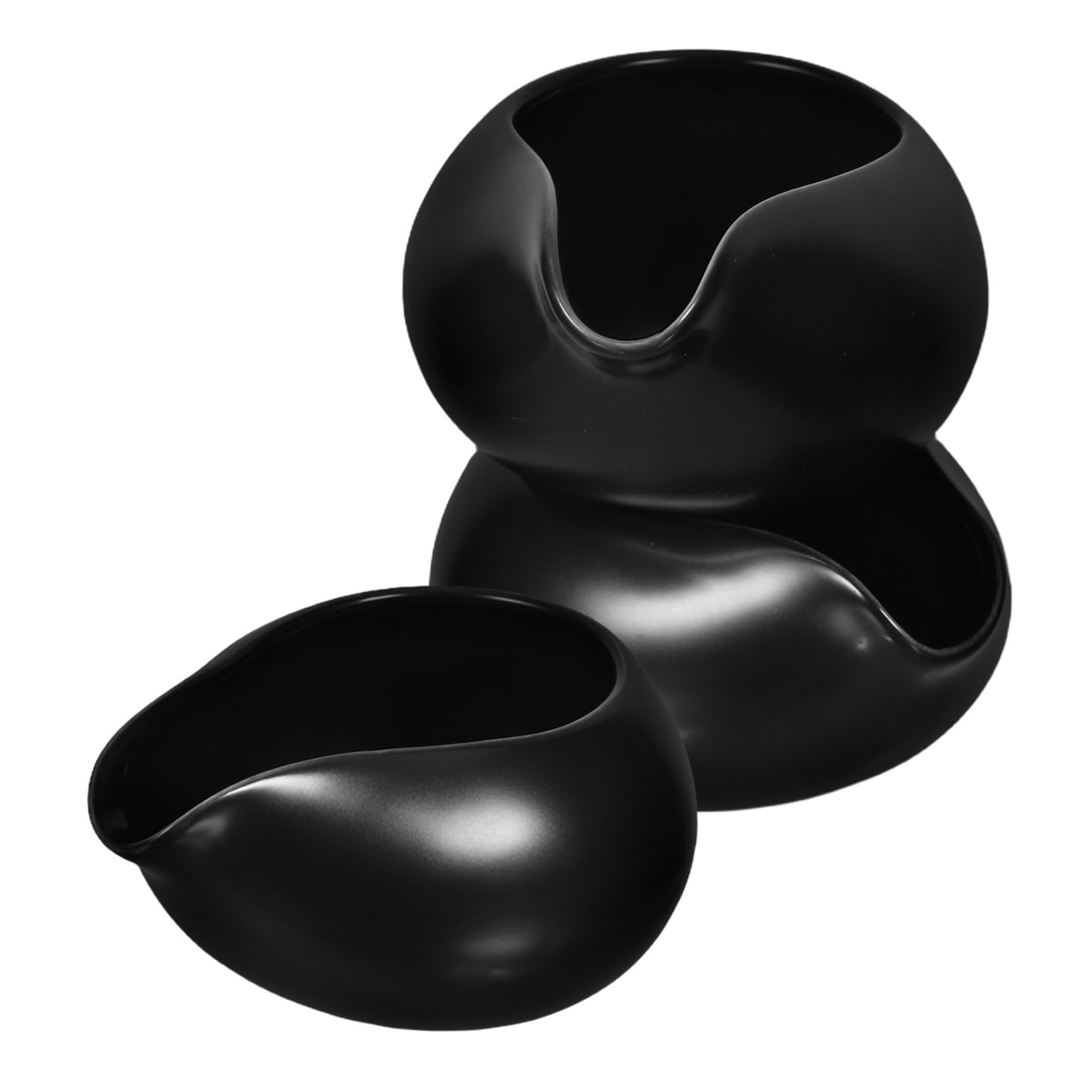 Pots à Lait et Poignée Ergonomique en Céramique Noire Ensemble de 3 Bec Verseur et Barbecues pour Restaurants Occidentaux