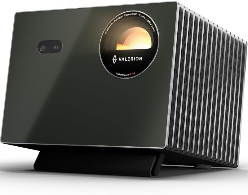 – Valerion VisionMaster Pro 2 Triple Laser Projector,15000:1 Contrast, 0.9-1.5x Optical Zoom, 2X Multitasking Power, IMAX, 4K HDR10, GTV, 4ms Lag-Free Gaming, 3000 ISO Lumens, 3-Way Voice Control