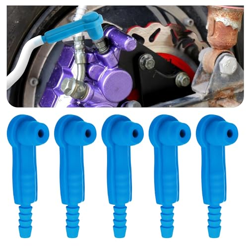 SSNNUU 5PCS Brake Bleeder Adapter Kit,Professional Brake Bleeder Vacuum Pump Pipe Connectors Kit,Practical Connect Brake Bleeder Hose Exchange Tool for Quick Brake Fluid Change (Blue)