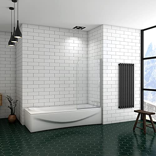 Ducha Casa 140x80cm Mampara de bañera abatible, Aluminio mate, Cristal 4mm templado