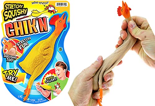 JA-RU Stretchy & Squishy Chicken Rubber Toy (1 Chicken Toy) Funny Pranks & Gag Gifts for Kids, Teens, Adults. Classic Novelty Stress Toy. Bulk Party Favors Stocking Stuffers Pinata Filler. 1709-1
