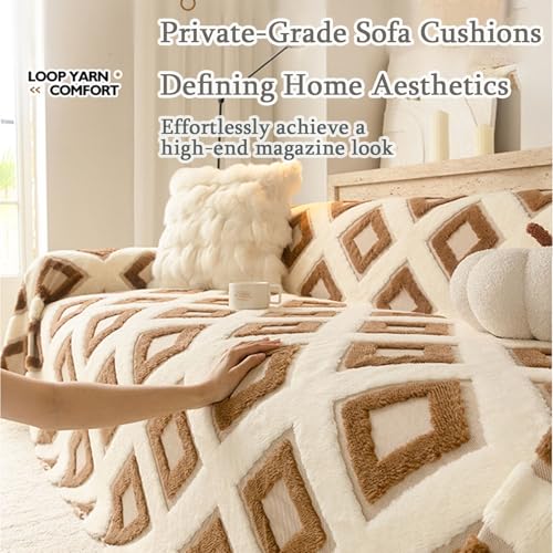 Plaid de canapé en molleton de coton lourd beige de haute qualité