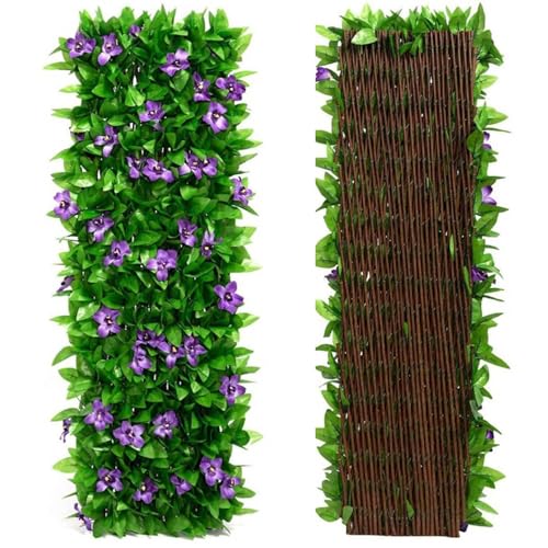 Tacery Artificial Ivy Fence Screening, Privacy Hedge Screen, Expanding Ivy Trellis for Garden, Balcony, Outdoor, Panels