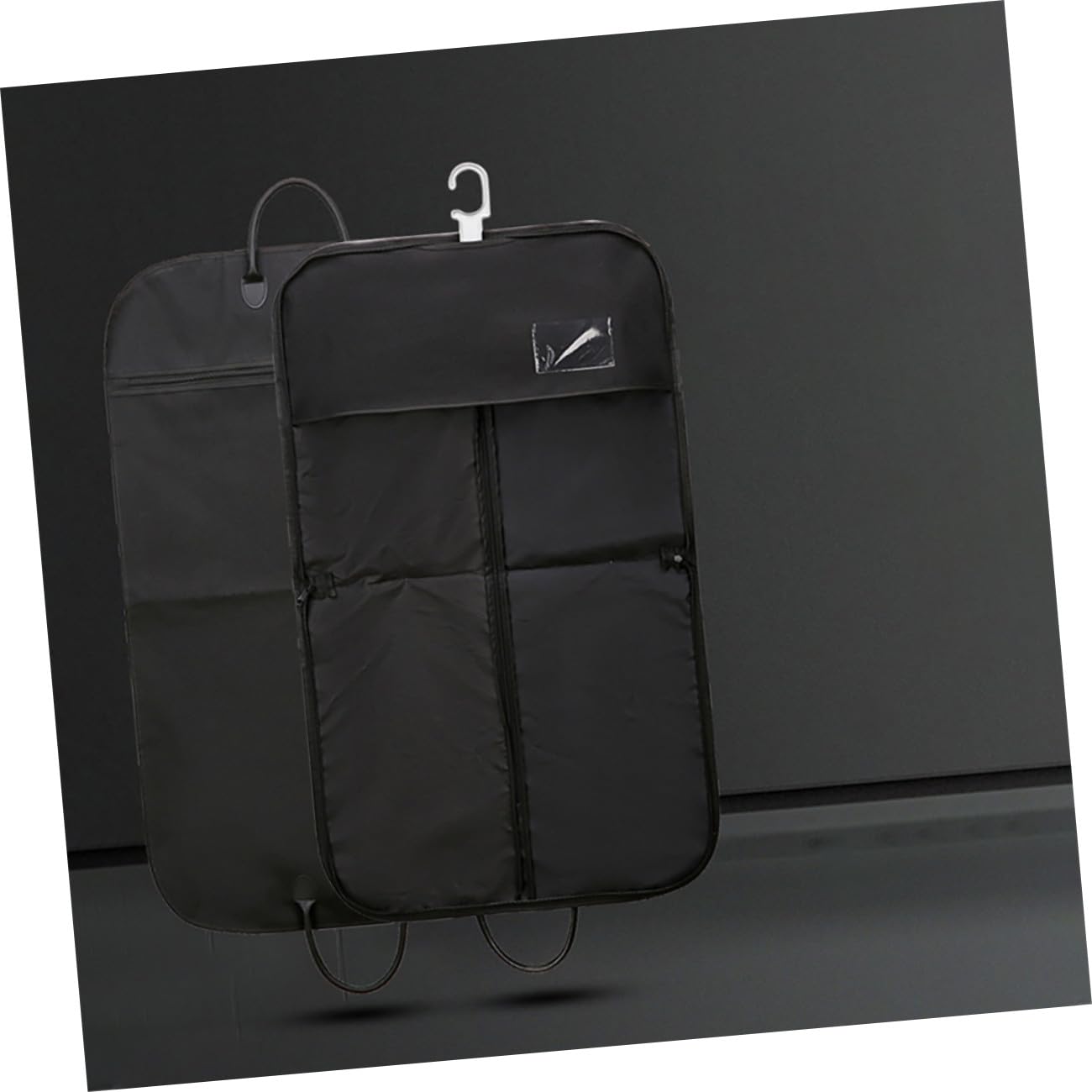 Housoutil Bolsa para Trajes Plegable Portátil Negra Funda para Vestidos y Ropa de Viaje Asas de Cuero para Colgar Tamaño Grande para Trajes Abrigos y Uniformes Adecuado para Viajes de