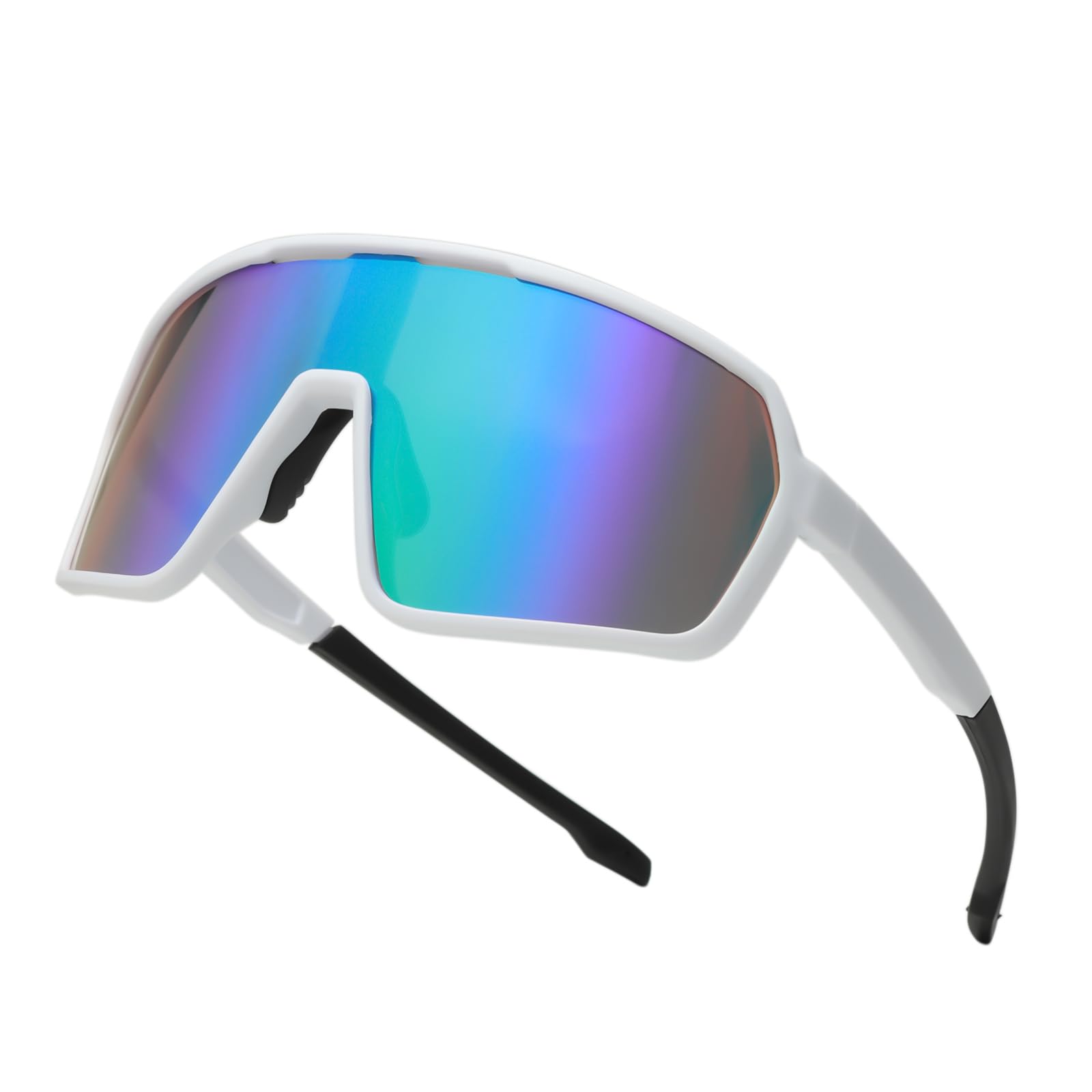 LJCZKA Sports Sunglasses for Women Men Oversized Square Frame Eyewear for Cycling Running Driving with UV400 Protection