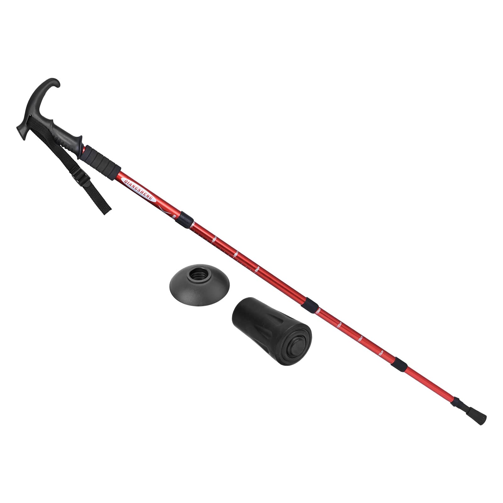 PATIKIL Senderismo Bastones, Plegables Telescópicos Senderismo Bastones 21-43 Pulgadas T Mango con Barro Cesta Aluminio Aleación para Exterior Senderismo Caminar Campamento, Rojo