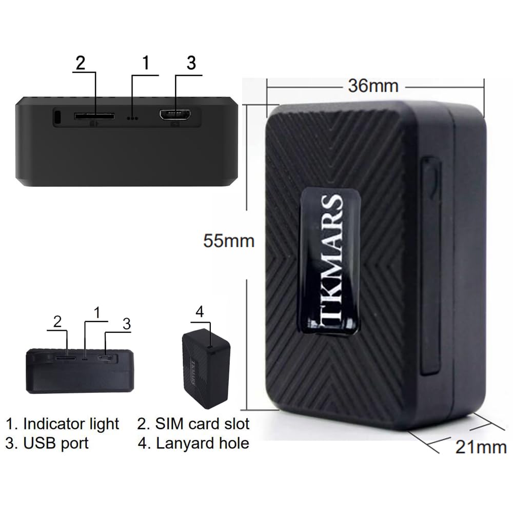 TKMARS 4G Mini Localizador GPS para Coche, Rastreador GPS Rastreador GPS, Alarmas Múltiples Antirrobo Puede GPS Tracker en Coche,Anciano,Niños,Mascota,Impermeable,con Imán,Electric - Fence