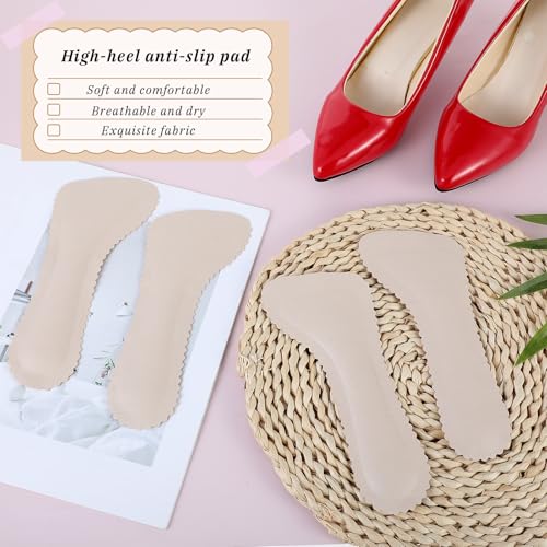 Image of 2 Pairs High Heel Inserts for Women, Self-Adhesive Arch Support Insoles, Invisible Slim Inserts Weight Shifting Shock Soft Slip 3 /4 Inserts for Flats Slipper Sandal Pump Dress Shoes Boots(Beige)