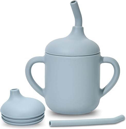 Vasos de silicona para bebés, vaso con popote de silicona inastillable, vasos para niños pequeños de 1 a 3 años, taza abierta para bebé, 6 meses en
