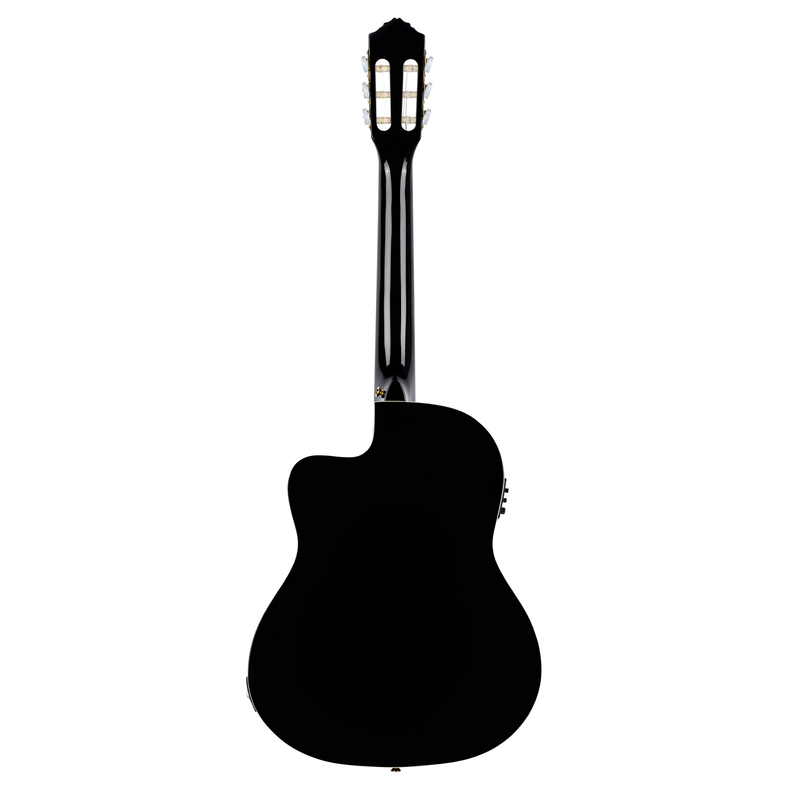 Ortega Guitars Konzert Gitarre Elektro-Akustisch – 4/4, Slim Neck, Thinline Body – Family Series Pro – Inklusive Gig Bag – Massive Engelmann Fichte, Mahagoni, Schwarz (RCE145BK)