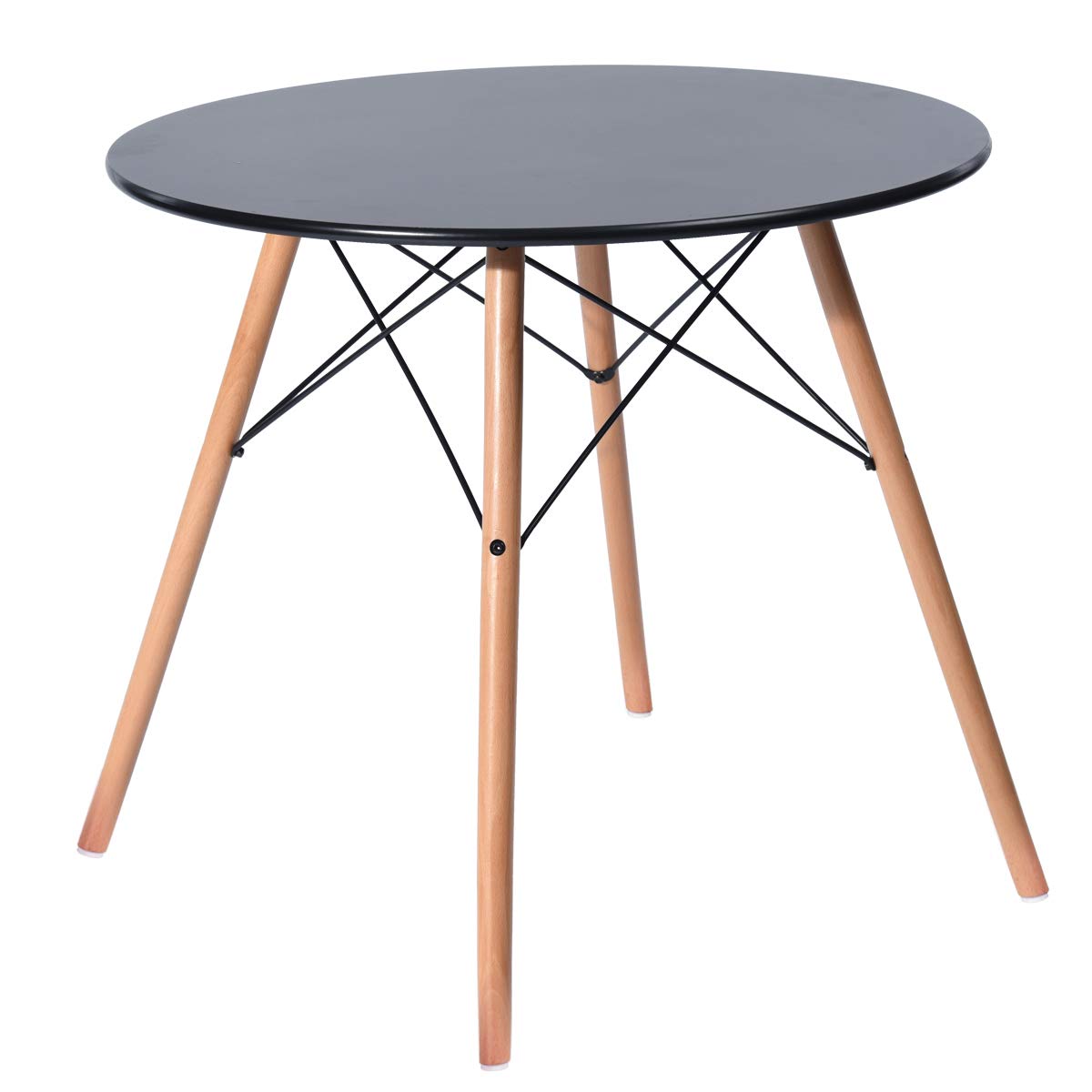 HUOLE Eettafel van hout, ronde Scandinavische tafel, 2 tot 4 personen, keukentafel, moderne keukentafel met houten poten en metalen frame, 70 x 70 cm (60 x 60 x 75 cm, bloemenvloer