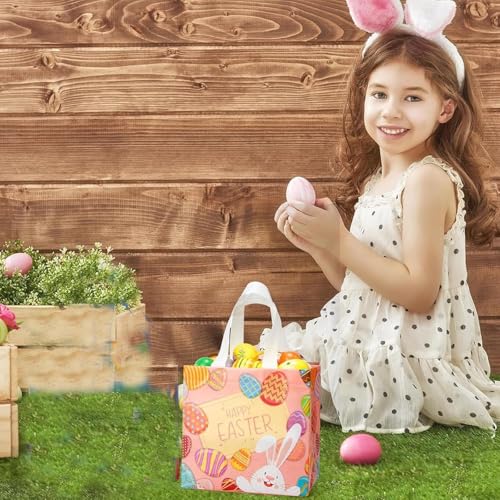 Mizijia 6 Stück Ostern Geschenktüte, Ostertüten zum befüllen, Osternest mit Hase - Osterkörbchen aus Filz zum Befüllen (Ostern Tüten 6)