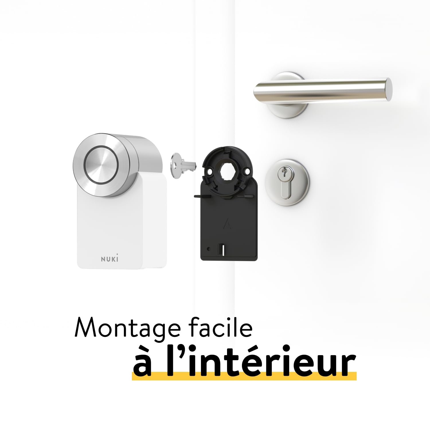 Nuki Smart Lock Pro (4è génération), Serrure Smart avec avec Wi-FI et Matter pour accès à Distance, la Serrure électronique transforme Votre Smartphone en clé, avec Power Pack, Blanc 221011