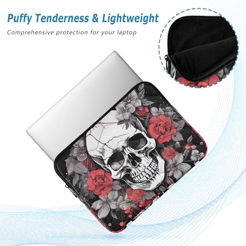 Funda para portátil 13-14 pulgadas impermeable con diseño de calavera y flores miniatura 5