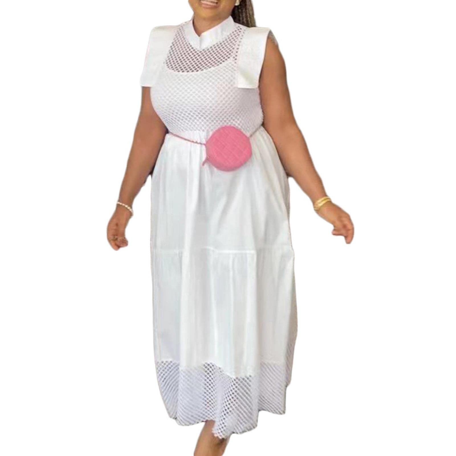 Vestidos Nueva Costura Hueca De Verano De Verano De Gran Tamaño Vestido Elegante Sexy Suelto