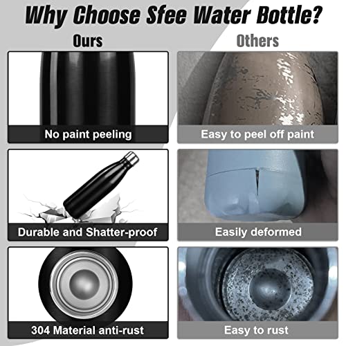 Image of Sfee Insulated Water Bottle, 17 oz Stainless Steel Water Bottles, Double Wall Vacuum Reusable Water Bottles Leak Proof BPA-FREE Sports Bottle Cup Keep Hot&Cold for Running Gym Workout Cycling Kids