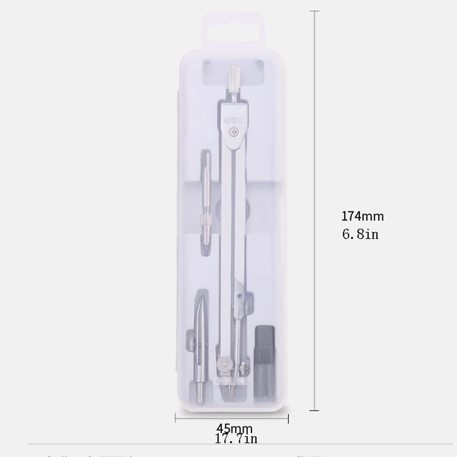 Kompass-Geometrie-Kit Geometrisches Kompass-Set Metall-Zeichenwerkzeug Professioneller Kompass und mit Bleistift gefüllter Schülerbedarf Kreis-Zeichenwerkzeug-Kompass-Set (Color : Silver) (Silber)