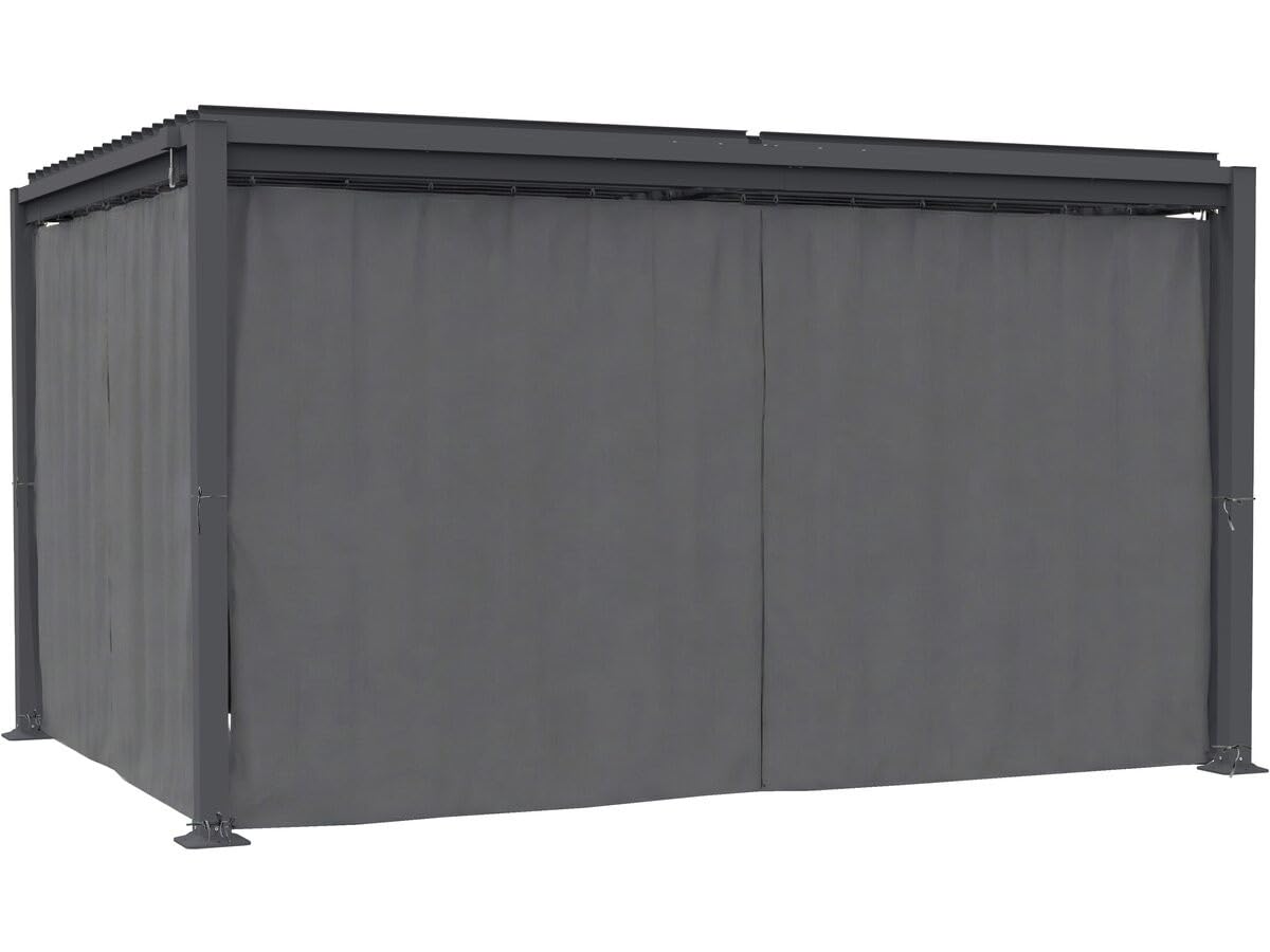 Pergola bioclimatique avec Rideau et moustiquaire Howard - 3 x 4 m - Gris