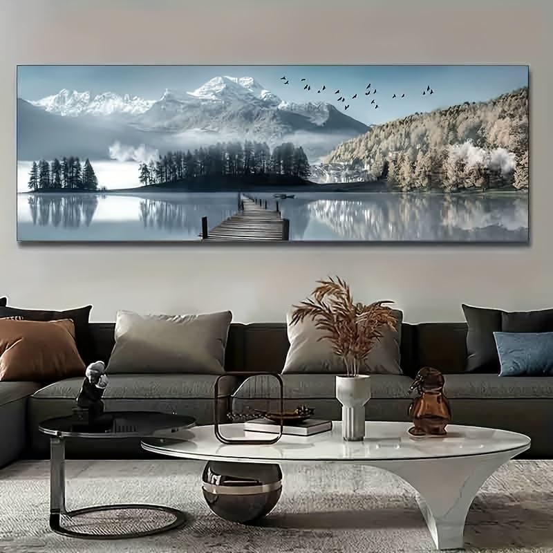 Tableau de paysage moderne pour s'endormir face au lac - 3