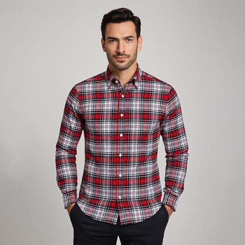 Image of BIGREAMS Premium 100% Cotton Checkered Unstitched Shirt Fabric For Men's - 0% Color Fade, Summer Shirt Piece, Breathable Fabric, 150 CM WIDE