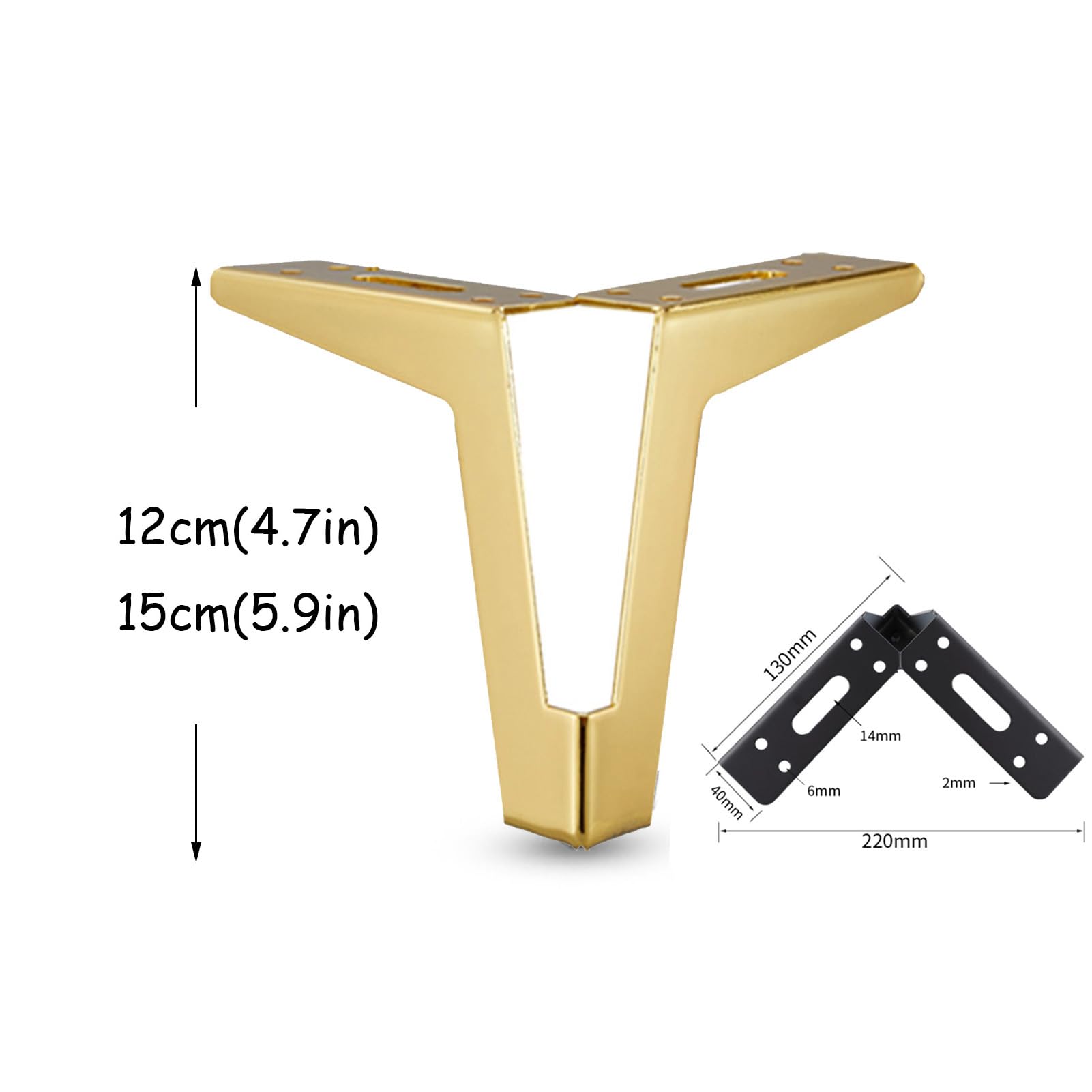 4 x nogi meblowe, metalowe nogi do szafy, nowoczesne trójkąty stolik kawowy, nogi podporowe dla majsterkowiczów, szafka zastępcza, szafka nocna, szafa (15 cm (5,9 p