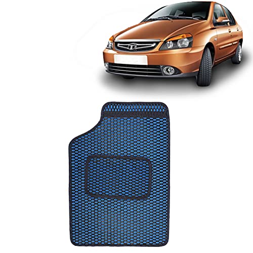 Image of Kingsway Dotted Design Car Floor Foot Mats Universal Fit for Tata Indigo CS, Model Year : 2009-2018, Water and Dustproof, Color Blue, Set of 5 Pieces