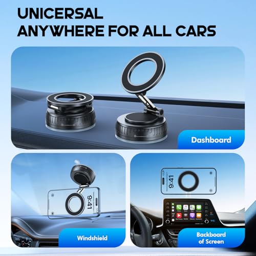 Ktryman Magnetic Car Mount – 360° Rotating Suction Cup for MagSafe iPhones — view 2