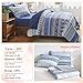 Tititada 3 Pieces Colorful Bohemian Quilt Set Full Queen Size, Blue n Grey Boho Striped Printed Bedding Bedspread Coverlet Set for Summer, Soft Lightweight Microfiber Quilt with 2 Shams (88x88 inces)
