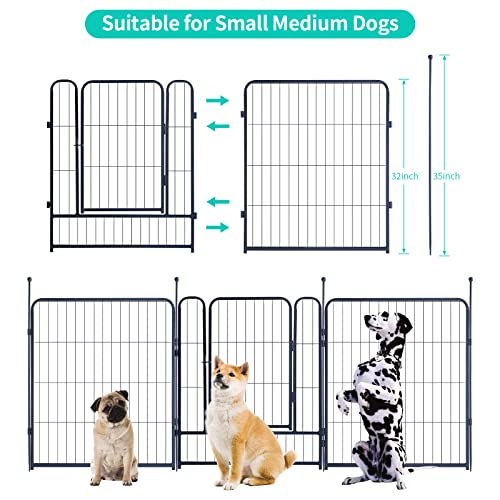 Image of Dog Playpen,Portable Outdoor Dog Fence, Dog Playpen for Large /Medium /Small Dogs, Dog Fences for the Yard,with Doors Foldable Metal (32 inch, 24 Panels)