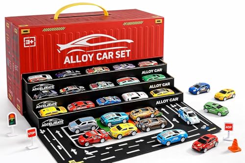 Image of 48pcs Pull Back Cars Set,Alloy Racing Car Toys,Bulk Mental Trucks Toy Vehicles Set,Toy Cars for Kids Ages 3-8 Goodie Bag Stuffers Mini Cars Party Favors for Kids Boys and Girls