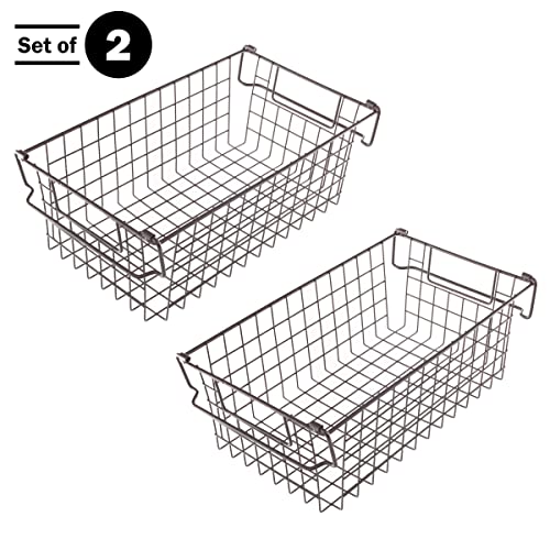 2 Pcs 16x9 Medium Stackable Wire Baskets
