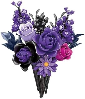 Menbis パープルローズ ブロック 花束 822ピース 大人向け ビルディングフラワー 組み立て式 ローズブーケ インテリア デコレーション ギフト用