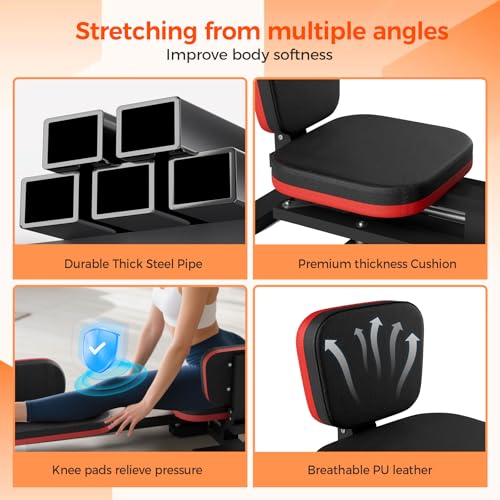 Image of 330LBS Heavy Duty Leg Stretcher Machine - Steel Frame Split Trainer with Adjustable Soft Padding, Flexibility Stretching Equipment for Home Gym, Dance & Yoga
