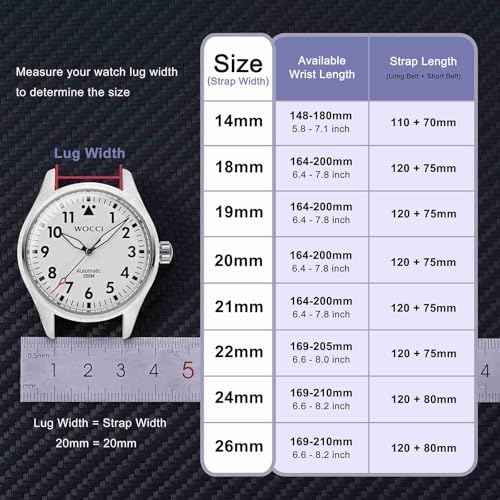 WOCCI 20mm Watch Band, Italian Leather, Embossed Alligator Grain, Rose Gold Buckle (Dark Brown) - 3