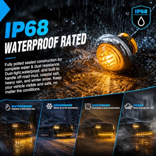 Image of Nilight 3 /4 inch Round Marker Lights 10PCS Amber with 304 Stainless Steel Bezel | Side Bullet Clearance Light with IP68 Waterproof Hardwired 2 Wire Connectors and Bright LED for 12V Trailer Truck Camper Boat