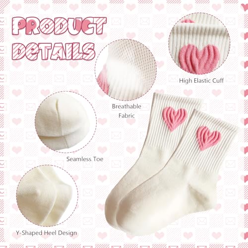 Pluvyze 10 Paar Herz Tennissocken Kinder 31-34 Sportsocken Kinder Socken Mädchen 31-34 Tennissocken Kin-der mit Herz Crew Socks Hochelastisch Sportsocken für Tennis Schule & Alltag