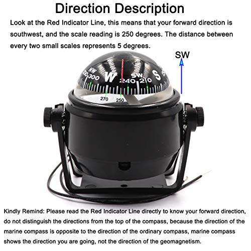 Detuck Boat Compass Dashboard Marine Compass For Boat Compass Dash Mount Night Lighting #TOP2