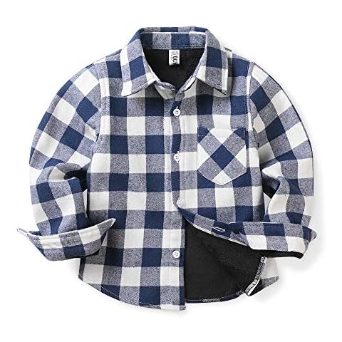 Aeslech Girls' Fleece Lined Flannel Shirt Cover
