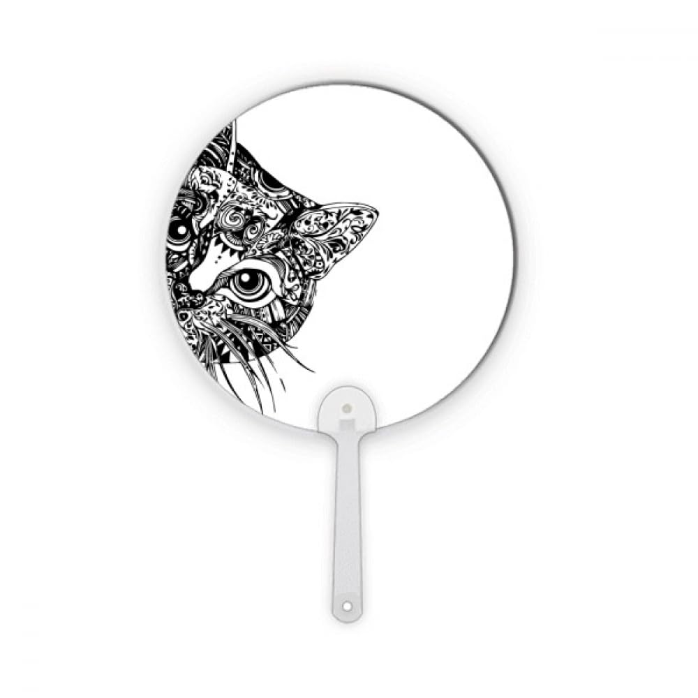 Eventail rond tete de chat noir pour decoration de salon et fraicheur en terrasse