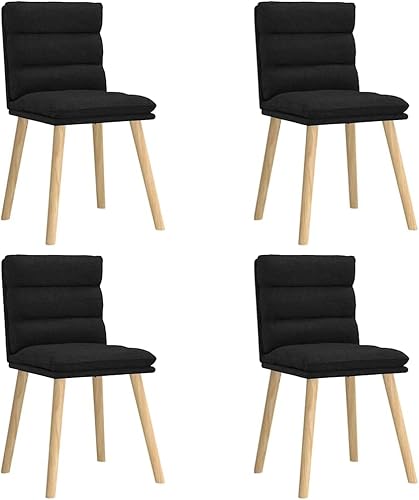 Miniatura 3 de 4-Piece Black Fabric Dining Chairs Set Modern Farmhouse Design with Metal Frame and Thick Foam Cushion for Kitchen Dining Room Living Room Furniture