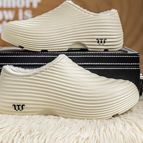 Non Slip Work Shoes for Women Men Comfortable Fur Lined Clogs Armadillo Chef Clog Mules Unisex Winter Fleece Walking Garden Shoes Waterproof Fuzzy Slippers4