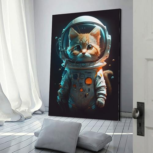 Affiche d'art de chat astronaute pour creer un salon cosy et original