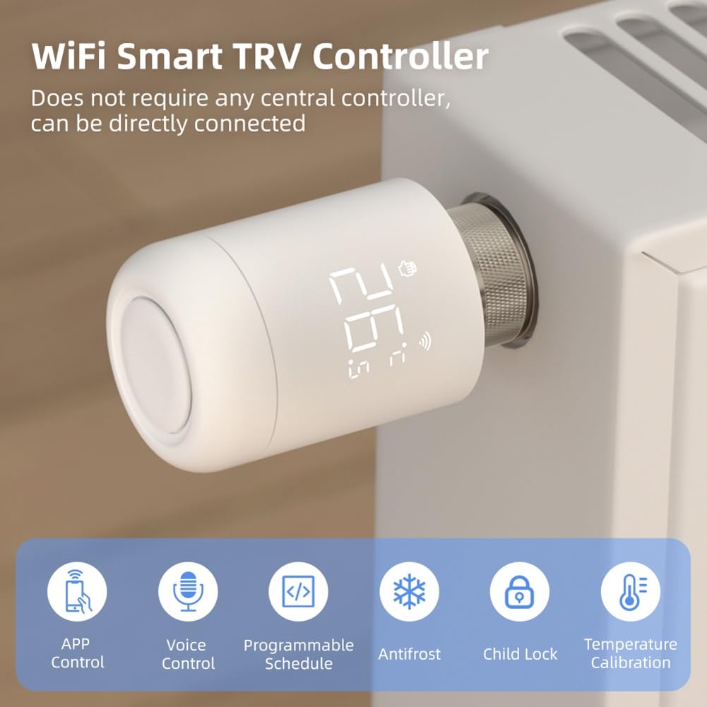 Tuya WiFi Smart TRV Válvula Termostática para Radiador Termorregulador para Calefacción Doméstica Smart Life