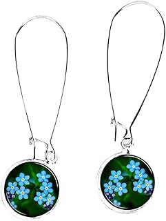 Forget Me Not Dangle Earrings Blue Delicate Floral Earrings Forget Me Not Jewelry Blue Flower Drop Earrings Gifts for HER