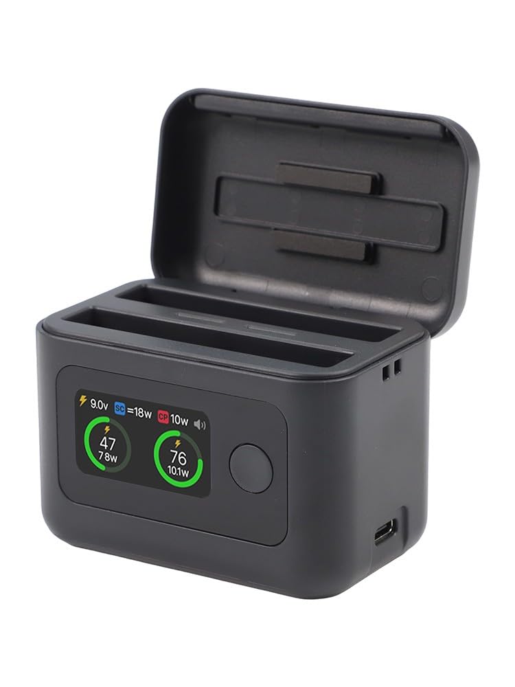 Hub di ricarica, caricabatterie per Insta360 X5, ricarica rapida da 27 W con display a LED, stazione di alimentazione a doppio slot, custodia portatile da viaggio