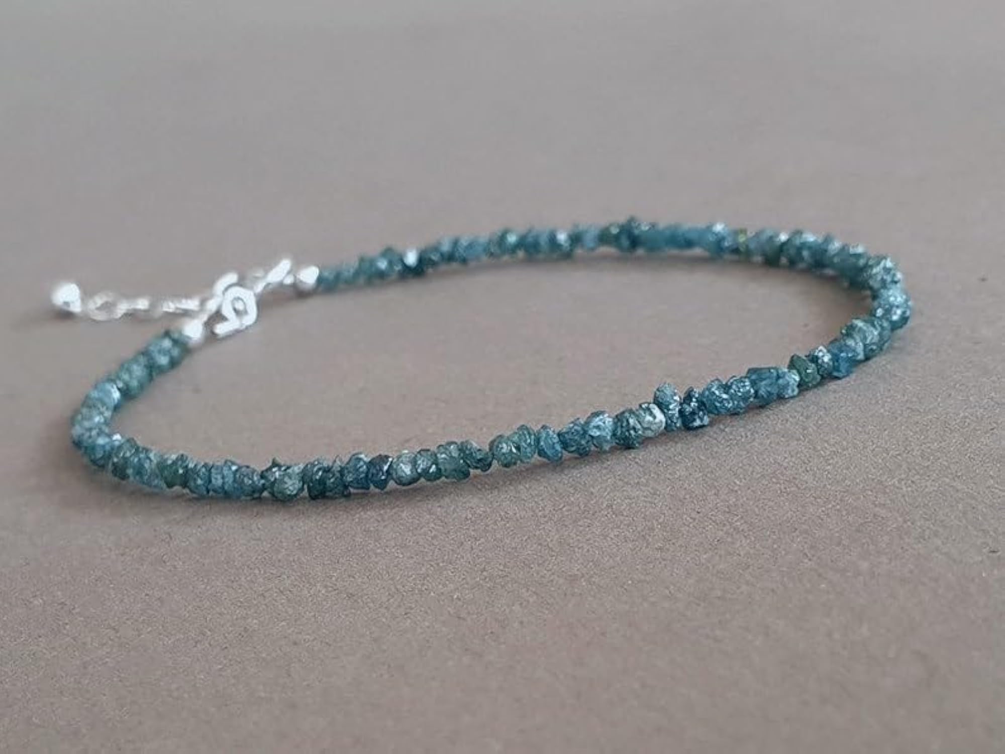 Blue Diamond Nugget Rough Beaded Bracelet, Adjustable for Men & Women