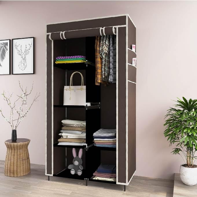 Maison & Cuisine® 4+2 Layer Collapsible Wardrobe for Clothes with Side Pocket 7800-1 (Brown)